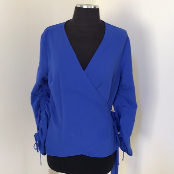 Bar III Tops - NWT! Bar lll medium conalt blue wrap blouse
